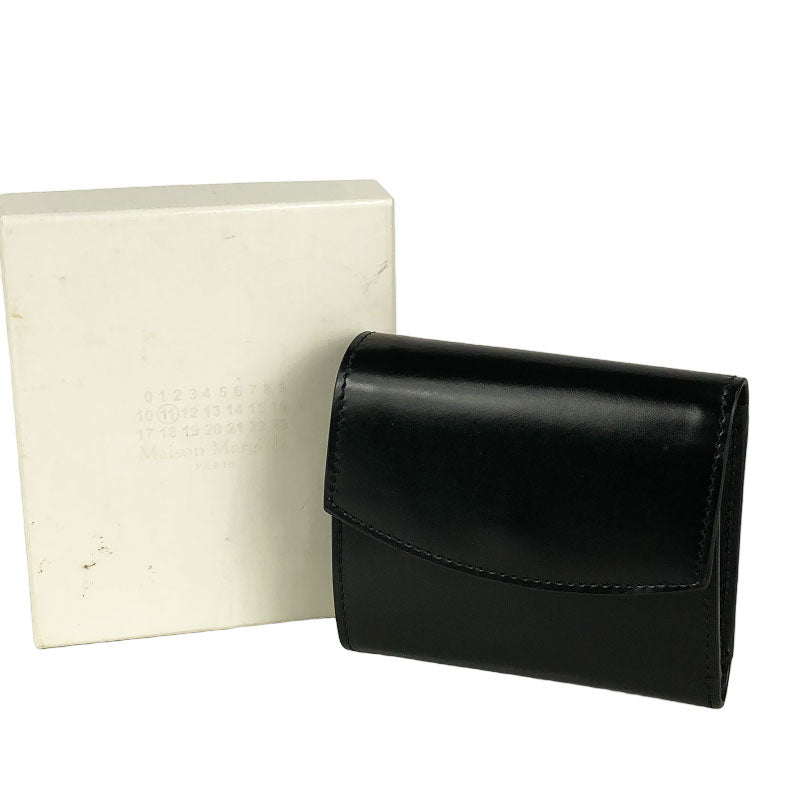 メゾン マルジェラ  三つ折り財布 S55UI0296 レザー  ブラック 三つ折り財布レディース
