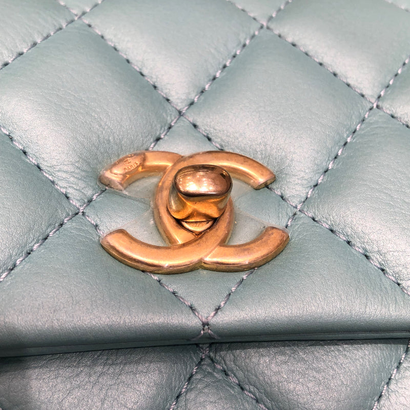 シャネル CHANEL トップハンドルミニフラップバッグ ミントグリーン