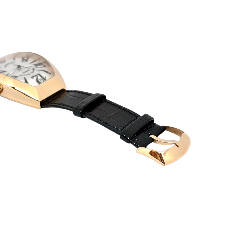 フランク・ミュラー アールデコ ギョーシェ彫り シルバー文字盤 11000HSC5N K18PG×レザー 腕時計メンズ