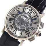 カルティエ Cartier ロトンド ドゥ カルティエ セントラル クロノグラフ W1556051 シルバー K18WG/純正バックル・レザーストラップ 手巻き メンズ 腕時計