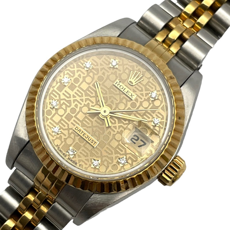 ロレックス ROLEX デイトジャスト　ホリコン 69173G シャンパンゴールド K18YG/SS 自動巻き レディース 腕時計