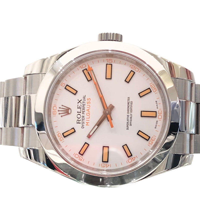 ロレックス ミルガウス 116400 ホワイト V番 メンズ  腕時計