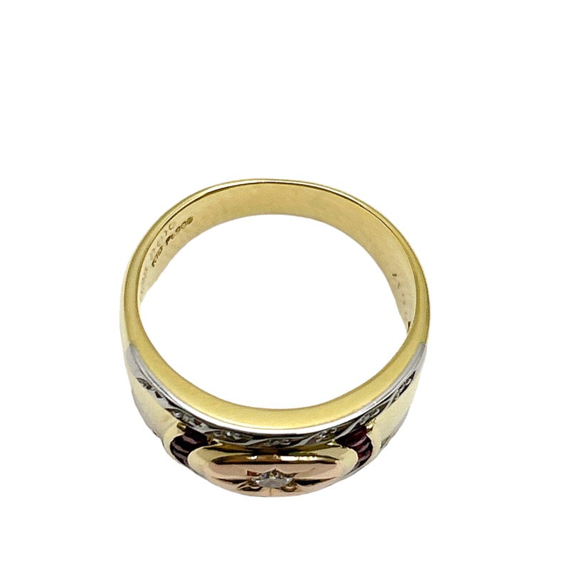 ノーブランド  ルビー ダイヤリング　#18 K18/Pt900/ルビー/ダイヤモンド  イエローゴールド リング・指輪ユニセックス