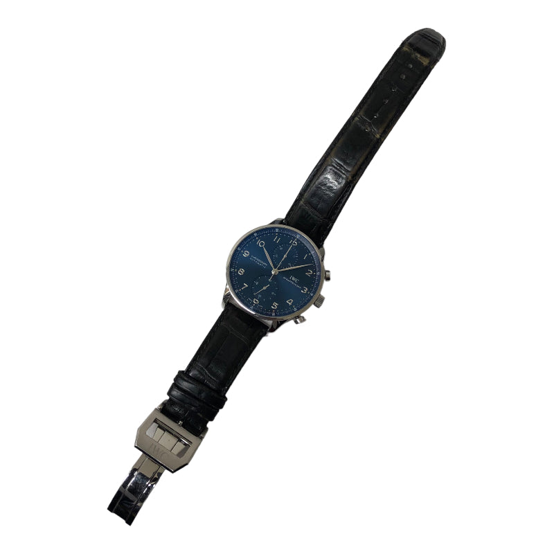インターナショナルウォッチカンパニー IWC ポルトギーゼ クロノグラフ IW371491 ブルー ステンレススチール SS 自動巻き メンズ 腕時計