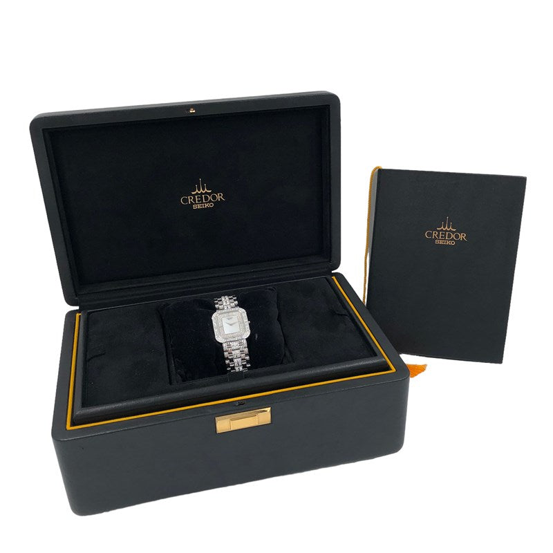 セイコー SEIKO クレドール  5A74-3D00 ホワイトシェル K18YG クオーツ メンズ 腕時計