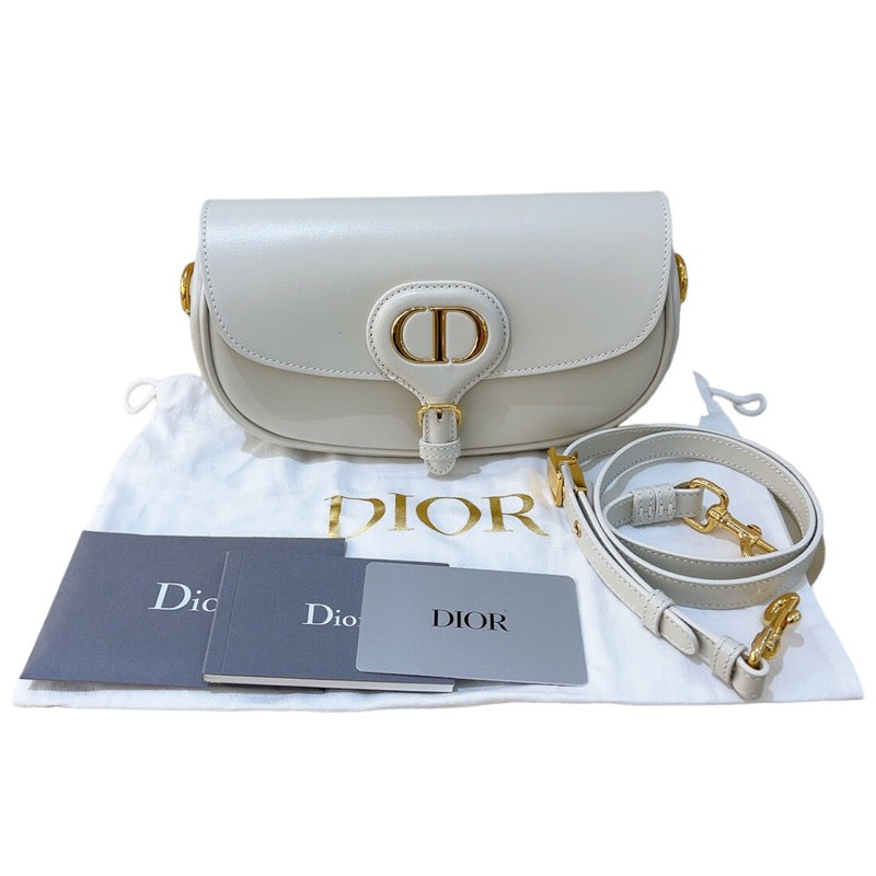 クリスチャン・ディオール Christian Dior ボビーイーストウエストバッグ ホワイト ボックスカーフ レディース ショルダーバッグ