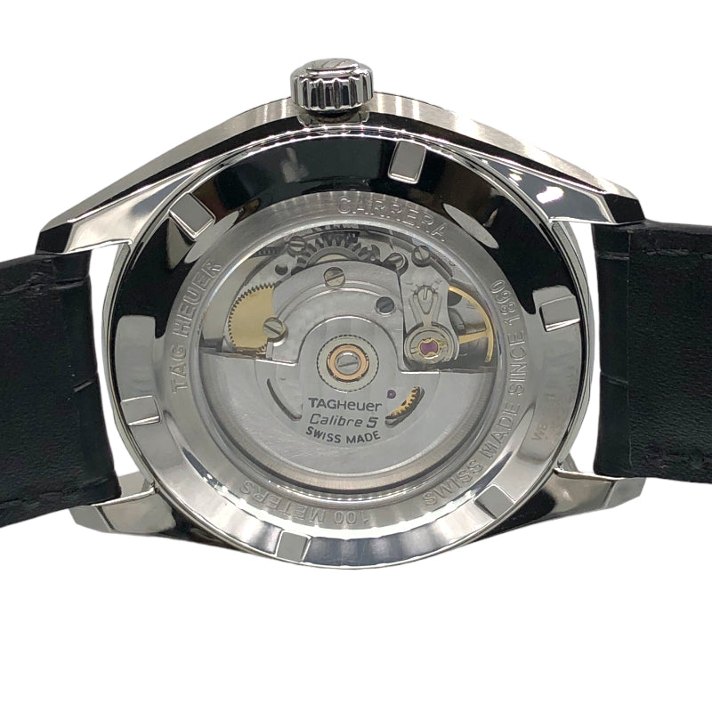 タグ・ホイヤー TAG HEUER カレラ キャリバー5 デイデイト WBN2013.FC6503 ブラック SS/アリゲーターレザーベルト 自動巻き  メンズ 腕時計
