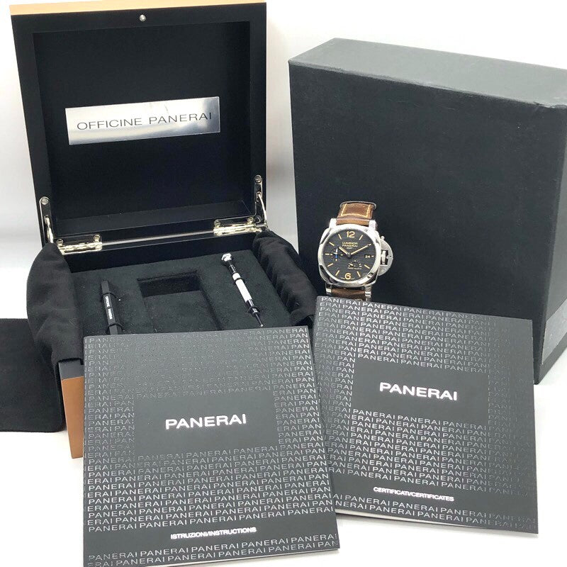 パネライ PANERAI PAM01537 ルミノール1950 3DAYS GMT パワーリザーブ 自動巻き メンズ 箱・保証書付き_744878