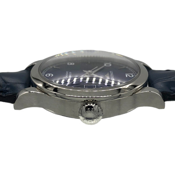 ロンジン LONGINES レコード アリゲーターレザー L2.321.4.96.4 シルバー×ブルー SS/革ベルト 自動巻き レディース 腕時計