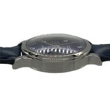 ロンジン LONGINES レコード アリゲーターレザー L2.321.4.96.4 シルバー×ブルー SS/革ベルト 自動巻き レディース 腕時計