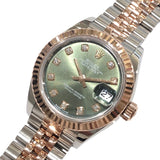 ロレックス ROLEX デイトジャスト28　オリーブグリーン 279171G PG/SS 自動巻き レディース 腕時計