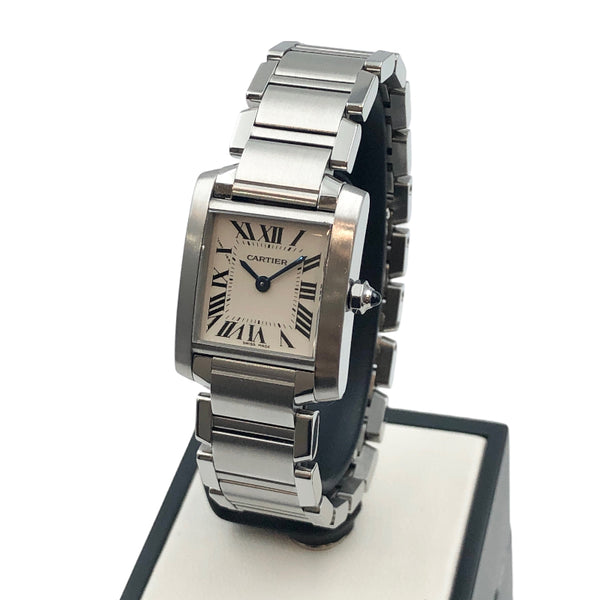 カルティエ Cartier タンク フランセーズ SM W51008Q3 ホワイト ステンレススチール レディース 腕時計