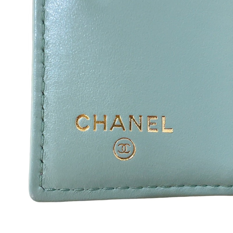 シャネル CHANEL コンパクトウォレット AP3185 ピンク/ゴールド金具 キャビアスキン レディース 二つ折り財布
