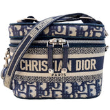 クリスチャン・ディオール Christian Dior DIORTRAVEL ヴァニティ スモール　オブリーク S5529VRIW_M928 ネイビー　シルバー金具 キャンバス レディース ハンドバッグ