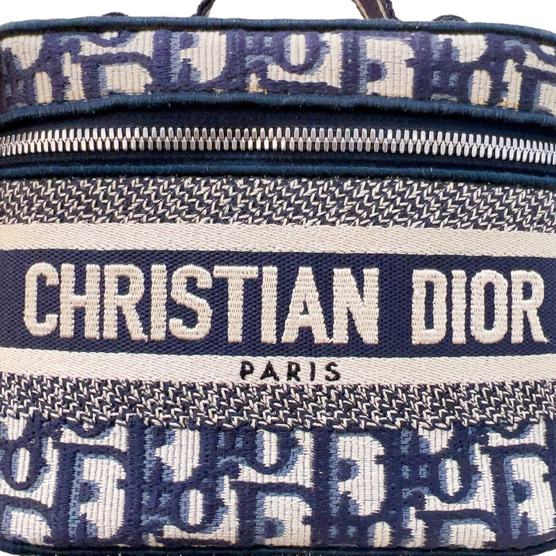 クリスチャン・ディオール Christian Dior DIORTRAVEL ヴァニティ スモール　オブリーク S5529VRIW_M928 ネイビー　シルバー金具 キャンバス レディース ハンドバッグ