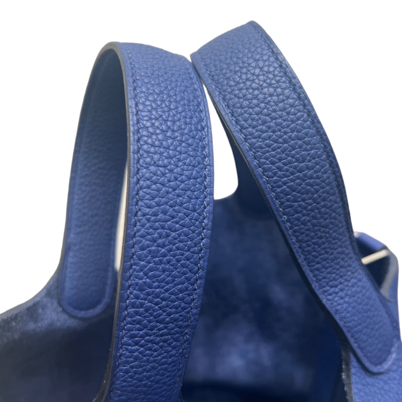 約18cm開閉式エルメス HERMES ピコタン ロックPM D刻印 ブルーアンクルシルバー金具 トリヨン レディース ハンドバッグ