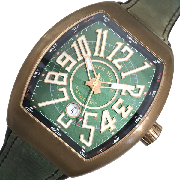 フランク・ミュラー FRANCK MULLER ヴァンガード V45 SC DT CIR グリーン 牛革 ブロンズ メンズ 腕時計