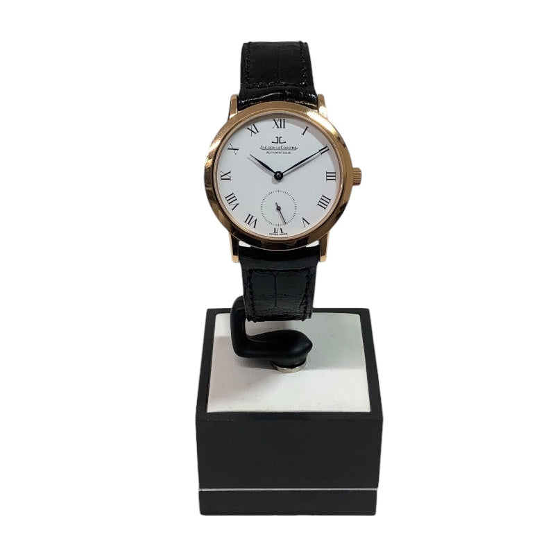 ジャガー・ルクルト JAEGER-LE COULTRE ジェントローム 155.2.9 ホワイト K18イエローゴールド クロコベルト メンズ 腕時計
