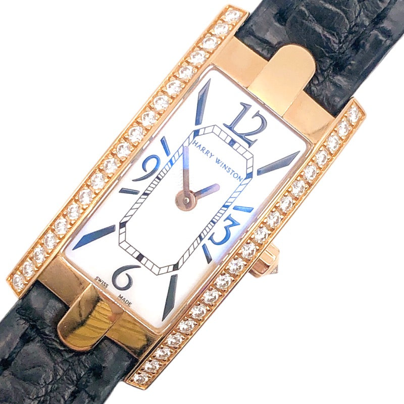 ハリーウィンストン HARRY WINSTON アヴェニューC ミニ ホワイトシェル 332LQR K18PG レディース 腕時計