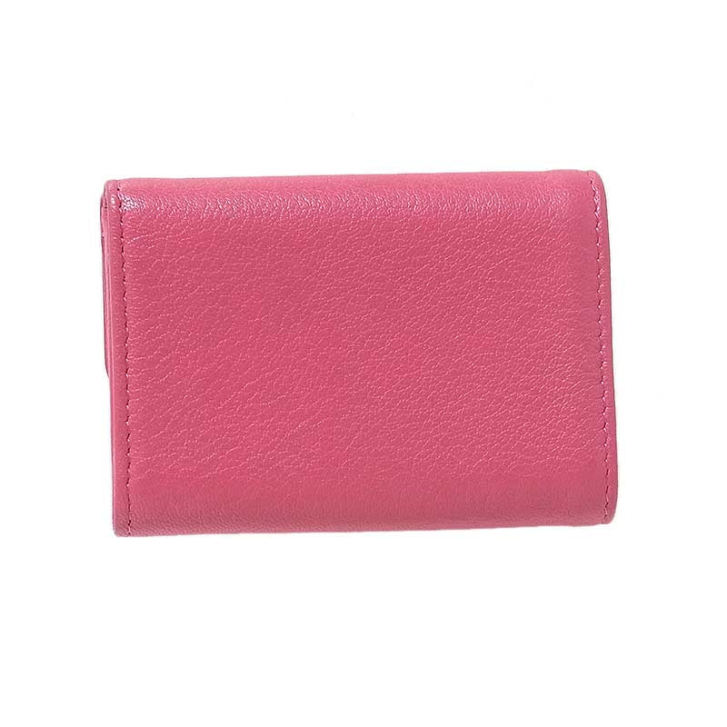 シャネルCHANEL❣️濃いピンク♥三つ折財布✨コンパクト ウォレット✨美品❣️コンパクト