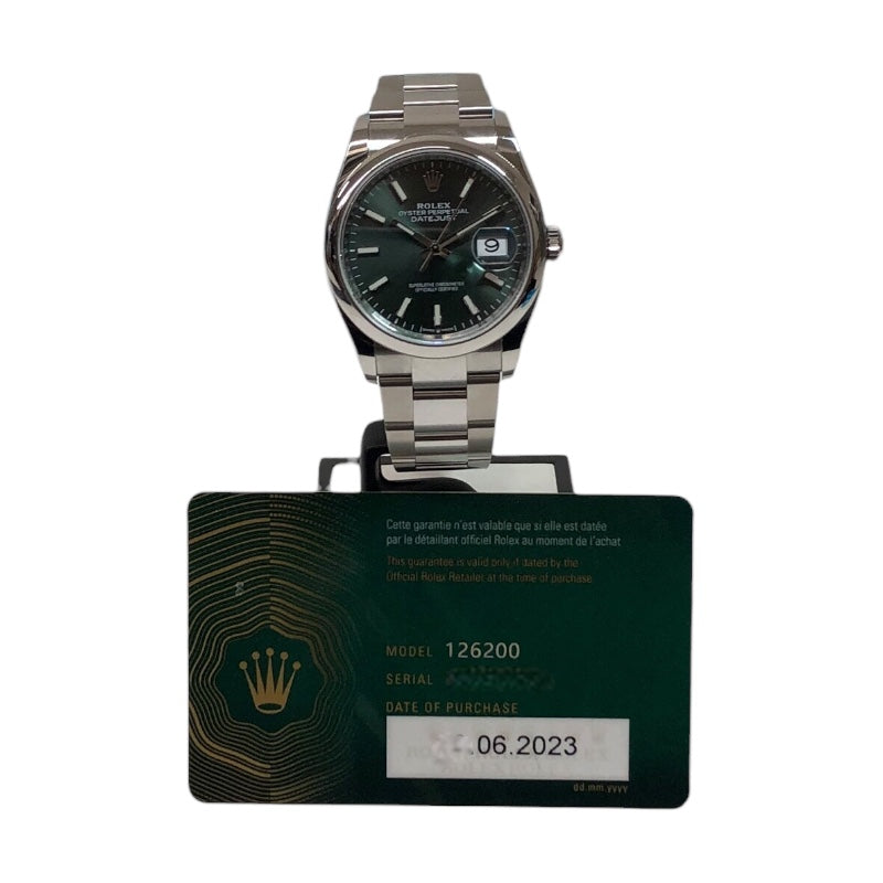 ロレックス ROLEX デイトジャスト36 126000 グリーン ステンレススチール SS メンズ 腕時計