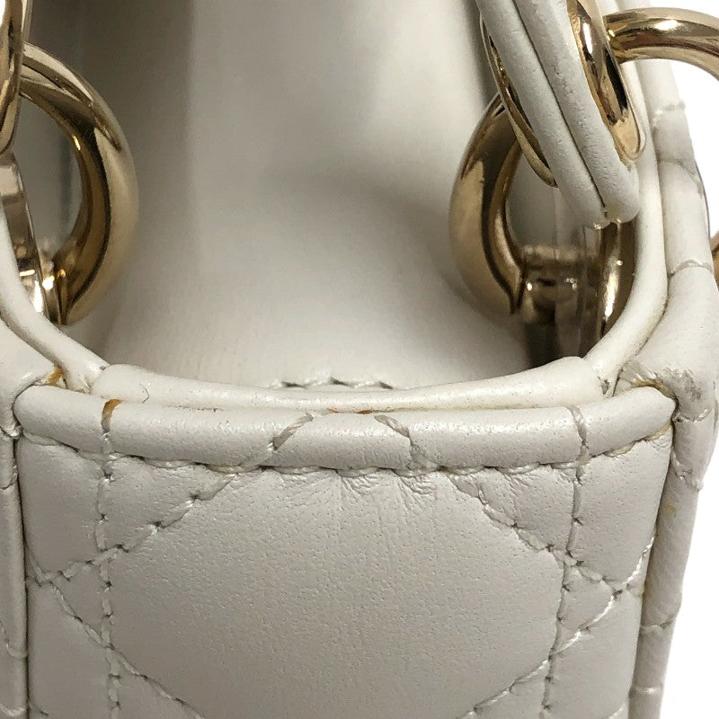 クリスチャン・ディオール Christian Dior レディディオール マイクロ ホワイト ラムレザー レディース ハンドバッグ
