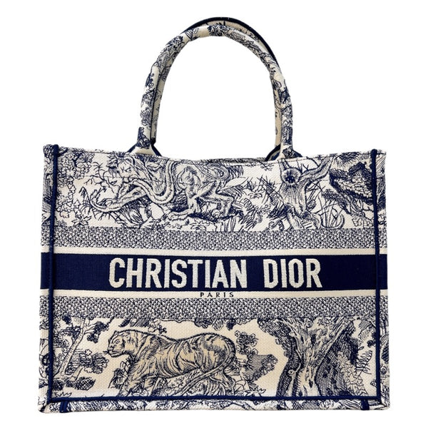 クリスチャン・ディオール Christian Dior ブックトートミディアム ネイビー×ホワイト キャンバス ユニセックス トートバッグ