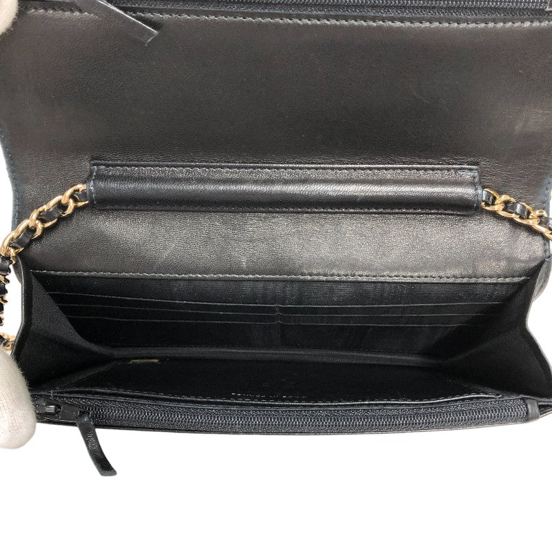 シャネル CHANEL チェーンウォレット A13509 8番台 ブラック ゴールド金具 キャビアスキン レディース ショルダーバッグ