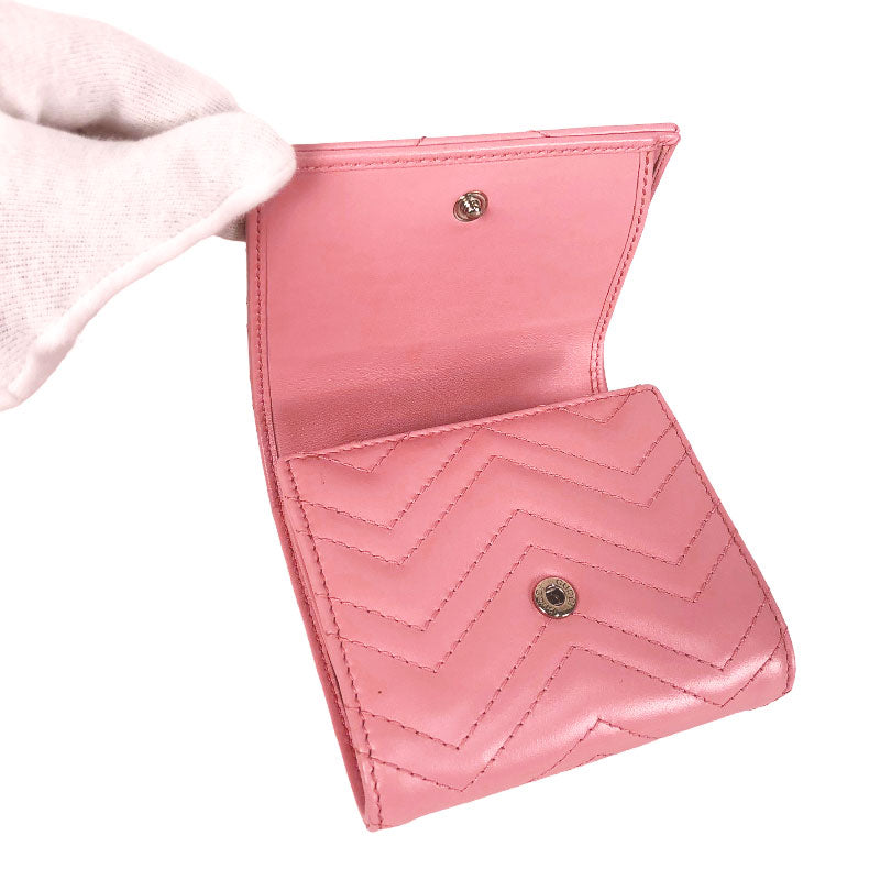 グッチ ＧＧマーモント二つ折り財布 598629 レザー ピンク 二つ折り