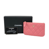 シャネル CHANEL クラシックポーチ ミニ A82365 25番台 ピンク ゴールド金具 キャビアスキン レディース ポーチ