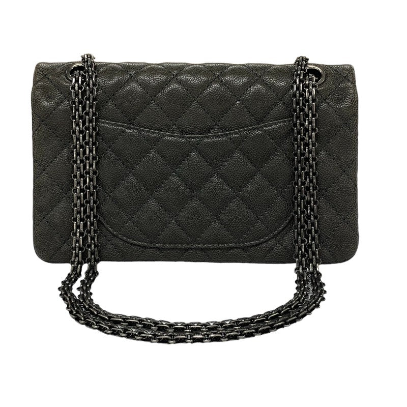 シャネル CHANEL 2.55ラージフラップバック A37586 グレー キャビアスキン レディース ショルダーバッグ