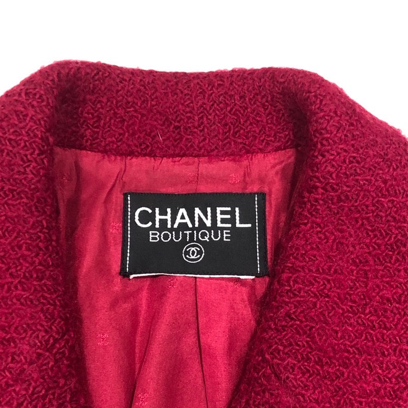 シャネル CHANEL ヴィンテージツイードジャケット レッド ウール