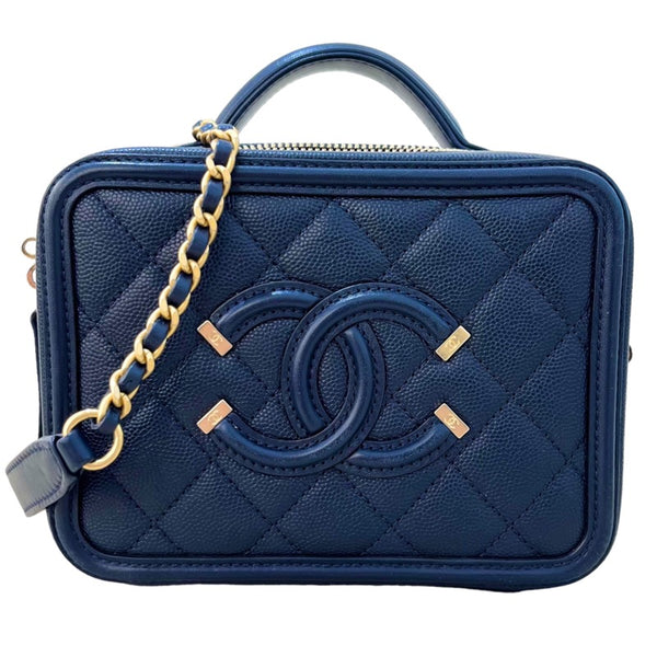 シャネル CHANEL CCフィリグリー　スモールバニティバッグ A93342 ネイビー ゴールド金具 キャビアスキン レディース ショルダーバッグ