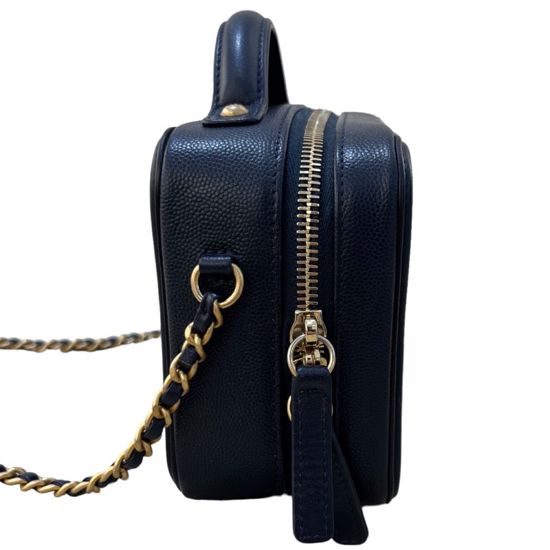 シャネル CHANEL CCフィリグリー　スモールバニティバッグ A93342 ネイビー ゴールド金具 キャビアスキン レディース ショルダーバッグ