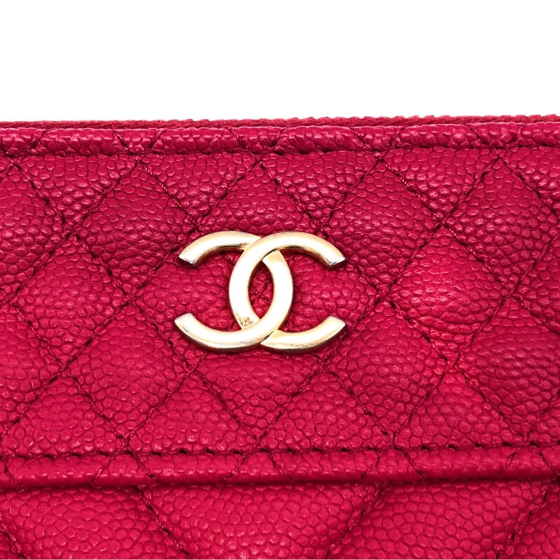 シャネル CHANEL Vステッチクラッチバッグ A69251 レッド ソフトキャビア レディース クラッチバッグ