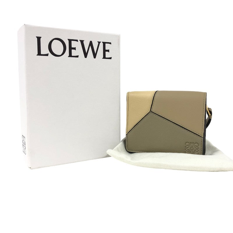 ロエベ LOEWE パズルコンパクトジップウォレット C510Z41X01 クレイグリーン カーフスキン レディース 二つ折り財布