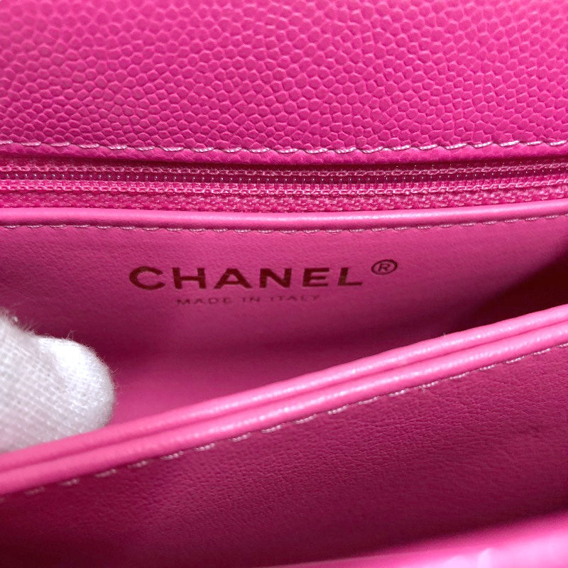 シャネル CHANEL ココハンドル XXS AS2215 ビビットピンク ゴールド金具 キャビアスキン レディース ハンドバッグ