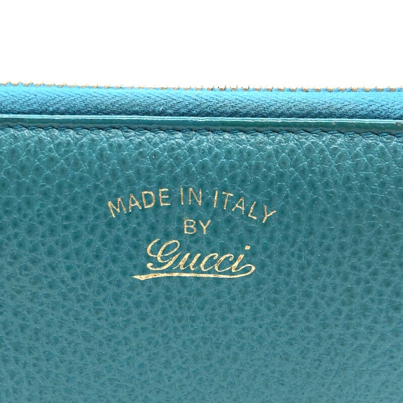 グッチ GUCCI スウィング ジップウォレット 354997 レザー ブルー レディース 長財布