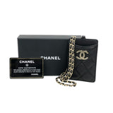 シャネル CHANEL マトラッセ チェーンカードケース A01745 30番台 ブラック ゴールド金具 ラムスキン レディース カードケース