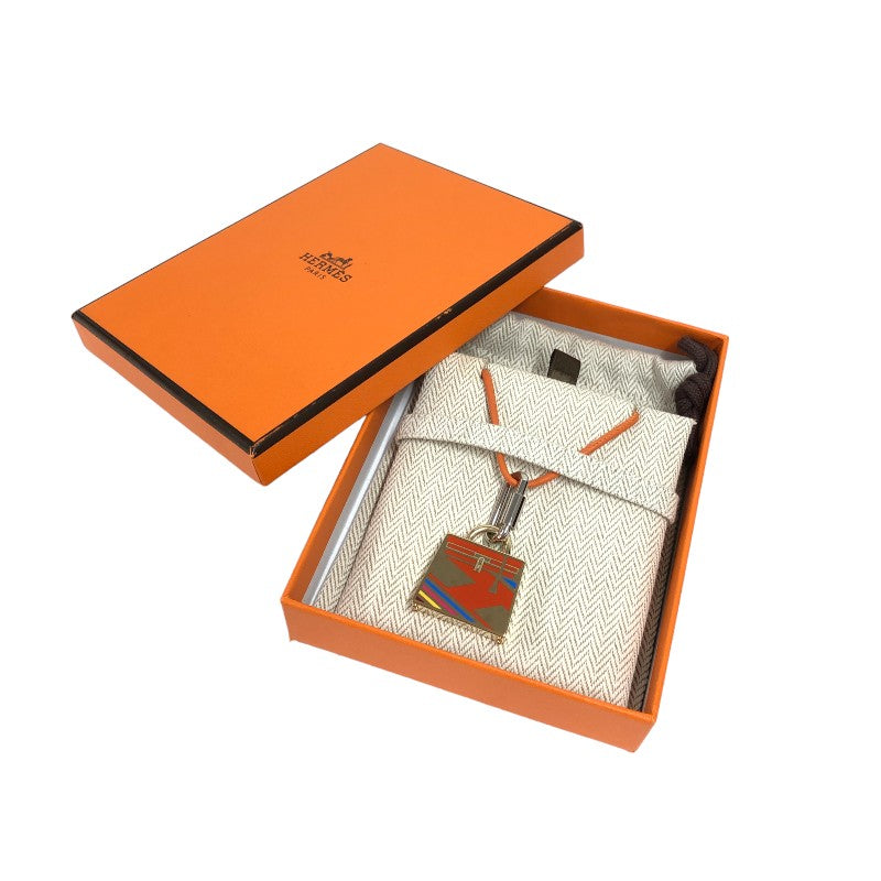 エルメス HERMES キュリオジテ ケリー ネックレス オレンジ×ゴールド×シルバー メタル レディース ネックレス