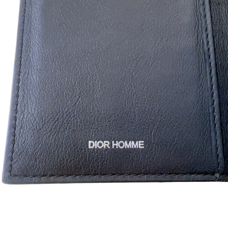クリスチャン・ディオール Christian Dior 二つ折り長財布 ブラック パテントレザー　エナメル メンズ 長財布