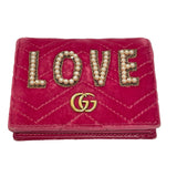 グッチ GUCCI GGマーモント LOVE カードケース 466492 ワインレッド べロワ レディース 二つ折り財布