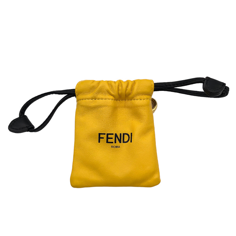 フェンディ FENDI 巾着チャーム 7AR897 イエロー レザー ユニセックス キーホルダー
