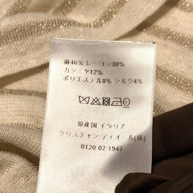 クリスチャン・ディオール Christian Dior JADIOR ボーダーリネンニットカットソー 22SS 214S97AT903 アイボリー  レディース カットソー