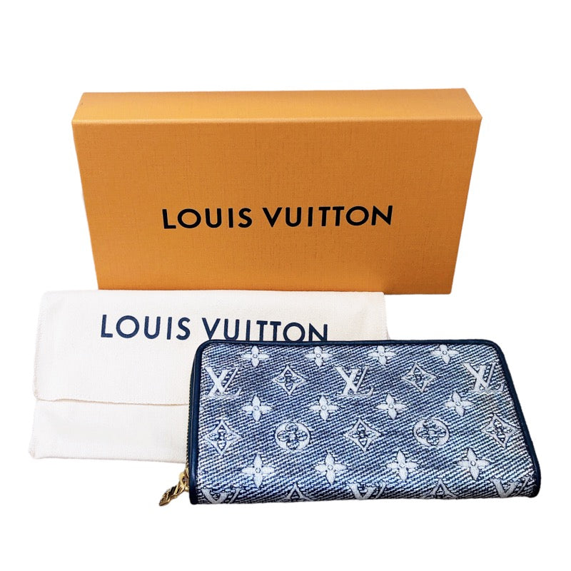 ルイ・ヴィトン LOUIS VUITTON ジッピー・ウォレット M82468 ネイビー×ホワイト モノグラム・ジャカード メンズ 長財布