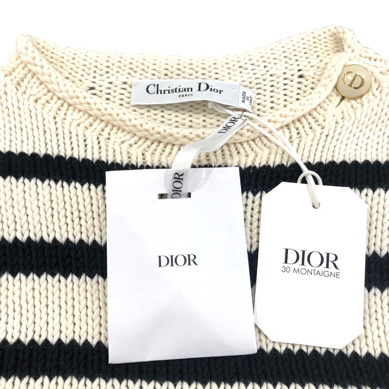 クリスチャン・ディオール Christian Dior CDボタンボーダーニット