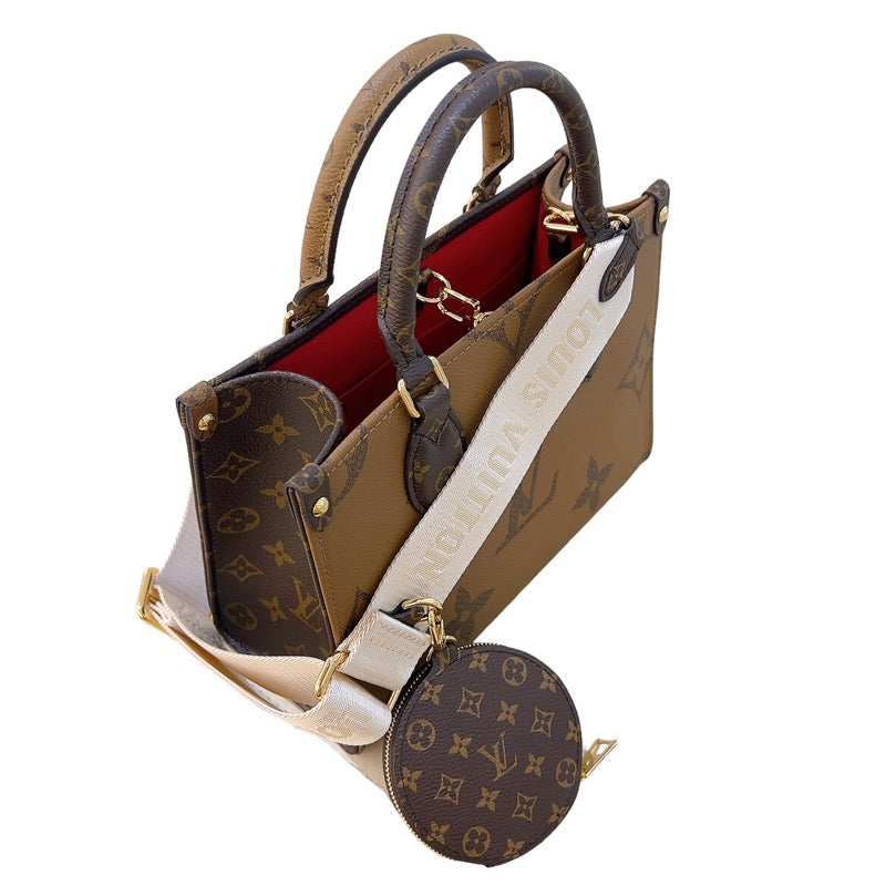 ルイ・ヴィトン LOUIS VUITTON オンザゴーPM M46373 ブラウン ゴールド