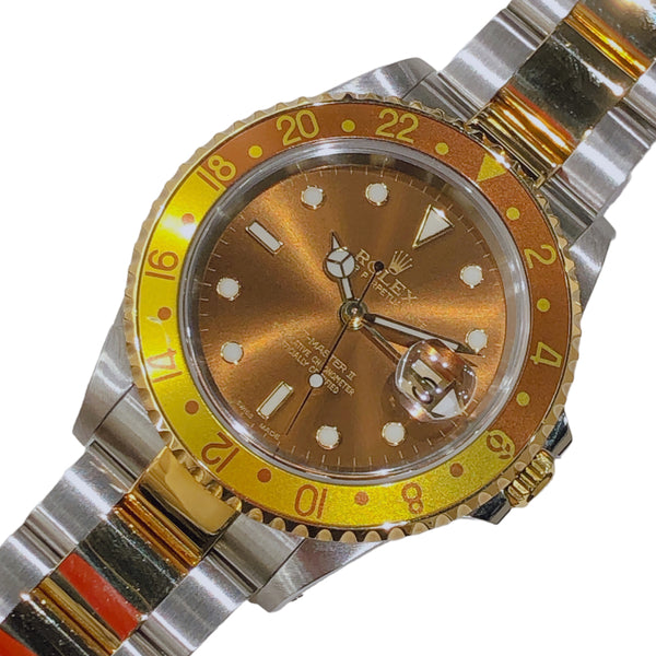 ロレックス ROLEX GMTマスター2 16713 茶金 K18ゴールド K18/SS 自動巻き メンズ 腕時計