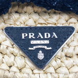 プラダ PRADA カナパ ラフィア 2WAYトートバッグ 1BG889 ベージュ×ブラック シルバー金具 ラフィア レディース トートバッグ