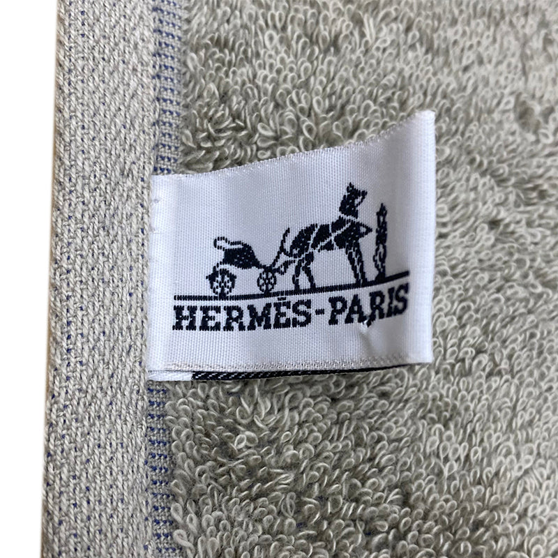 エルメス HERMES ビーチタオル 大判 ネイビー×グレー コットン100％ ユニセックス その他雑貨